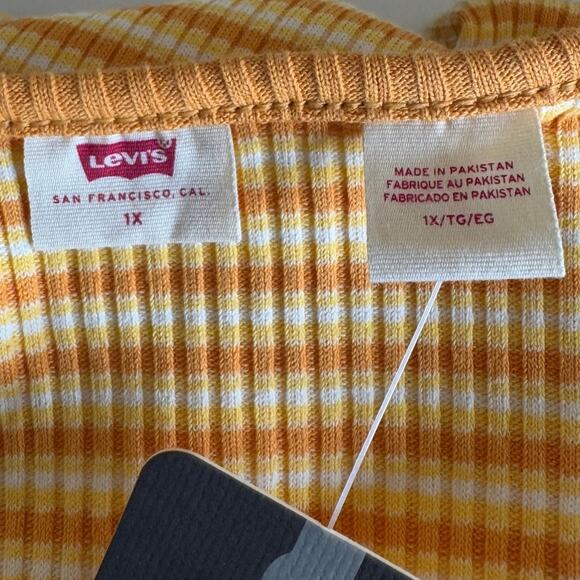 Levi’s Long Sleeve Britt Snap Front Striped Ribbed Top Womens Plus Size 1X New - Picture 9 of 13
